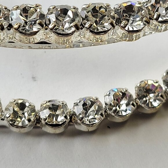 Silvertone Hoops with encrusted crystals Silver tone Statement Big Hoops - Picture 3 of 6